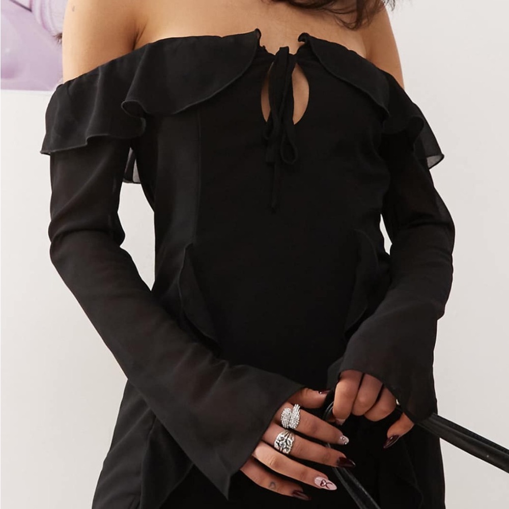Princess Polly Black Off-Shoulder Mini Dress